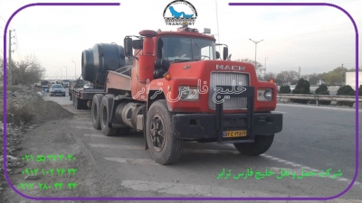 حمل شیرآلات ازمبدا تهران به مقصد نیکشهرتوسط کمرشکن 7محور شرکت حمل ونقل خلیج فارس ترابر