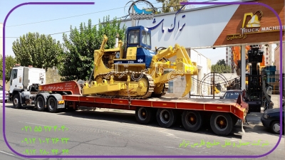 حمل محمولات سنگین بلدوزرbulldozerاز مبدا تهران به مقصد سیرجان توسط کمرشکن 7محور شرکت حمل ونقل خلیج فارس ترابر