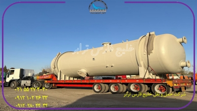 حمل محمولات سنگین مخزنtankاز مبدا تهران به مقصد دهلران توسط کمرشکن7محور شرکت حمل و نقل خلیج فارس ترابر